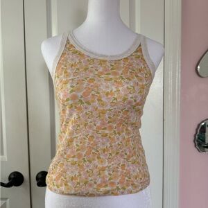 American Eagle Outfitters Yellow Orange Fitted Sleeveless Tank Top